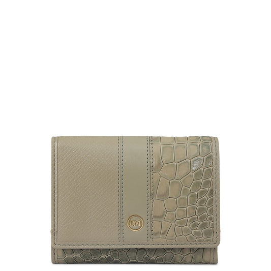 3 Slots Leather Card Case - Stone Grey