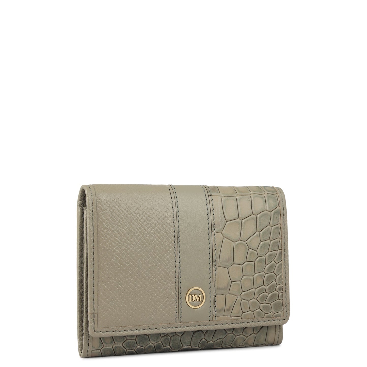 3 Slots Leather Card Case - Stone Grey