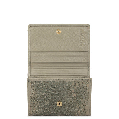 3 Slots Leather Card Case - Stone Grey