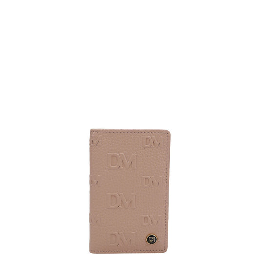 Monogram Wax Leather Card Case - Baby Pink