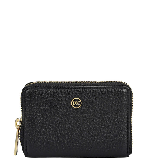 6 Slots Wax Leather Card Case - Black