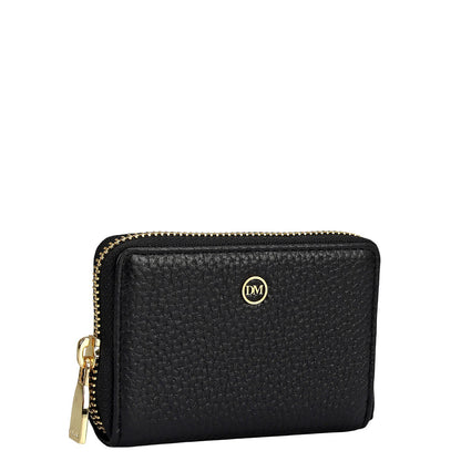 6 Slots Wax Leather Card Case - Black