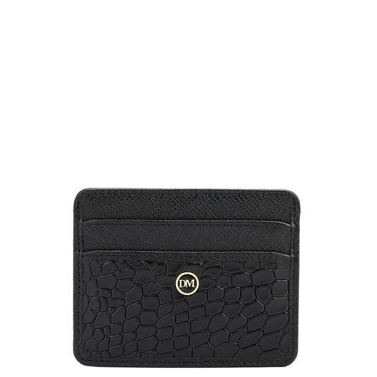 5 Slots Leather Card Case - Black