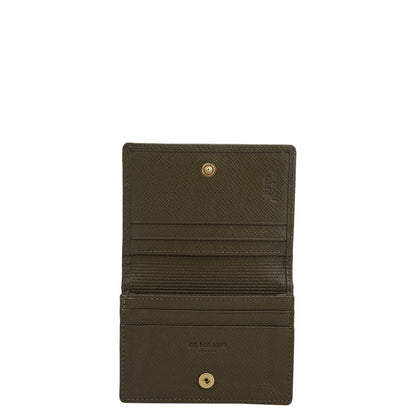4 Slots Leather Card Case - Military Green