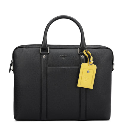 Franzy Leather Laptop Bag - Black