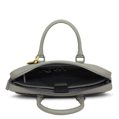 Franzy Leather Laptop Bag - Stone Grey