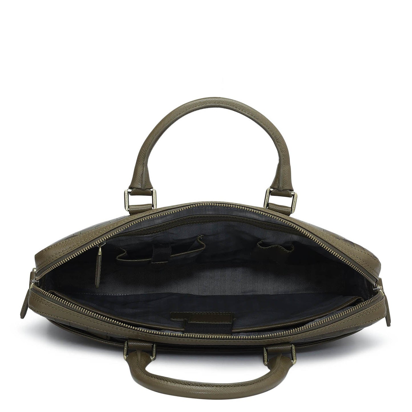 Croco Franzy Leather Laptop Bag - Military Green
