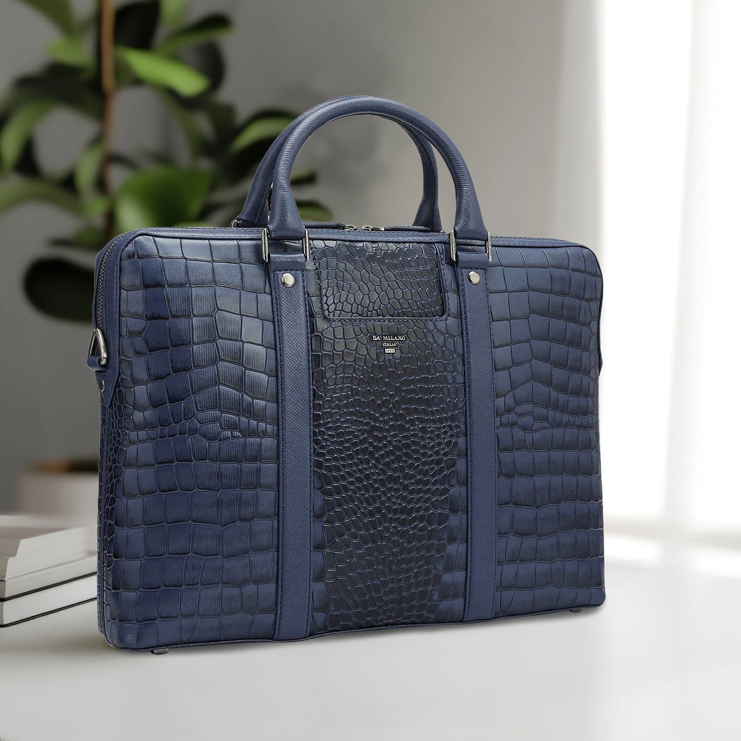 Croco Franzy Leather Laptop Bag - Stardust
