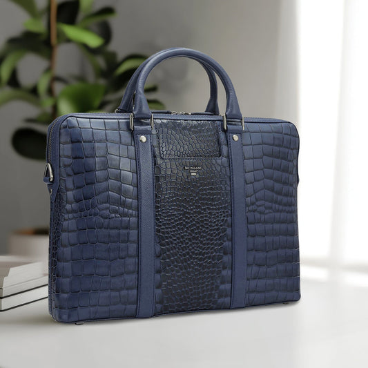 Croco Franzy Leather Laptop Bag - Stardust