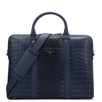 Croco Franzy Leather Laptop Bag - Stardust