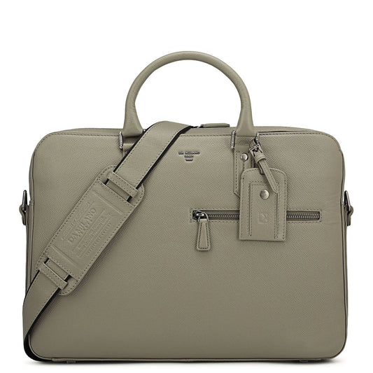 Franzy Leather Laptop Bag - Stone Grey