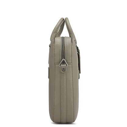 Franzy Leather Laptop Bag - Stone Grey