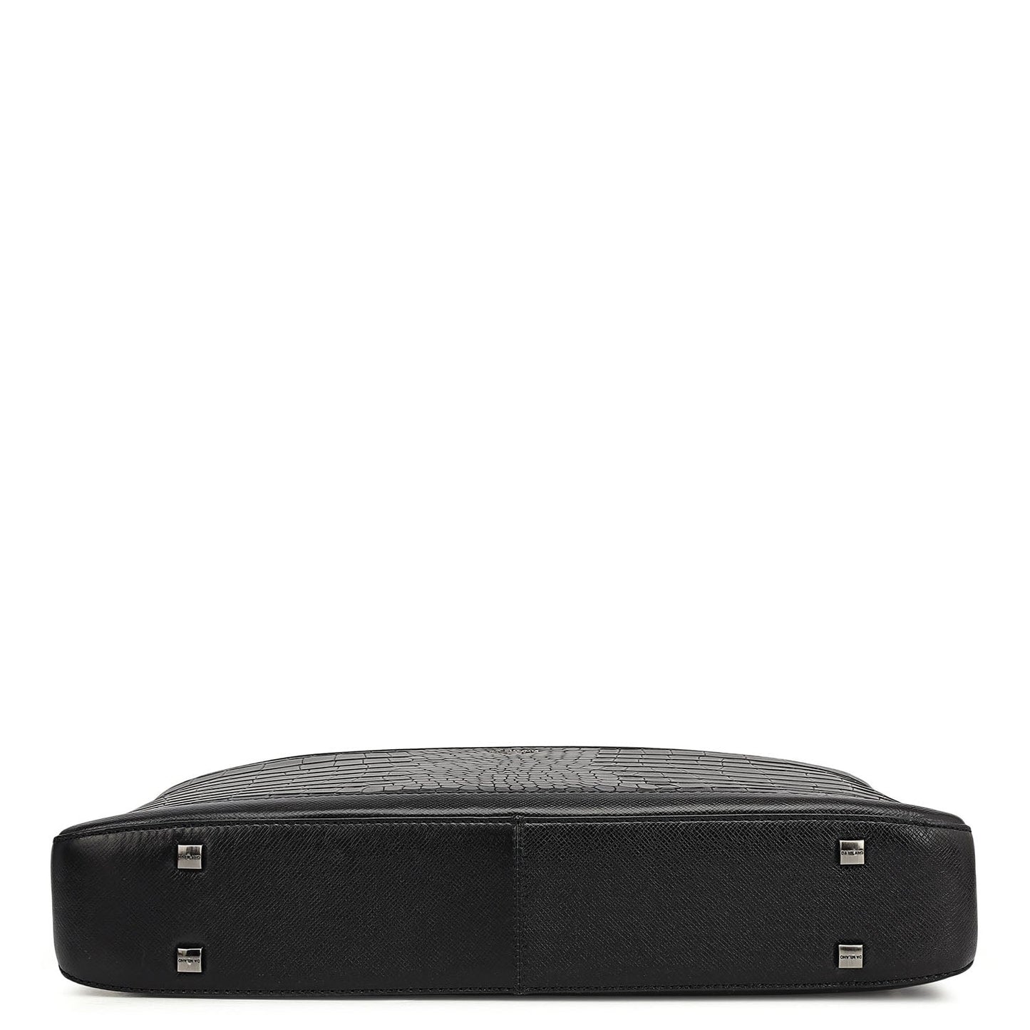 Croco Leather Laptop Bag - Black