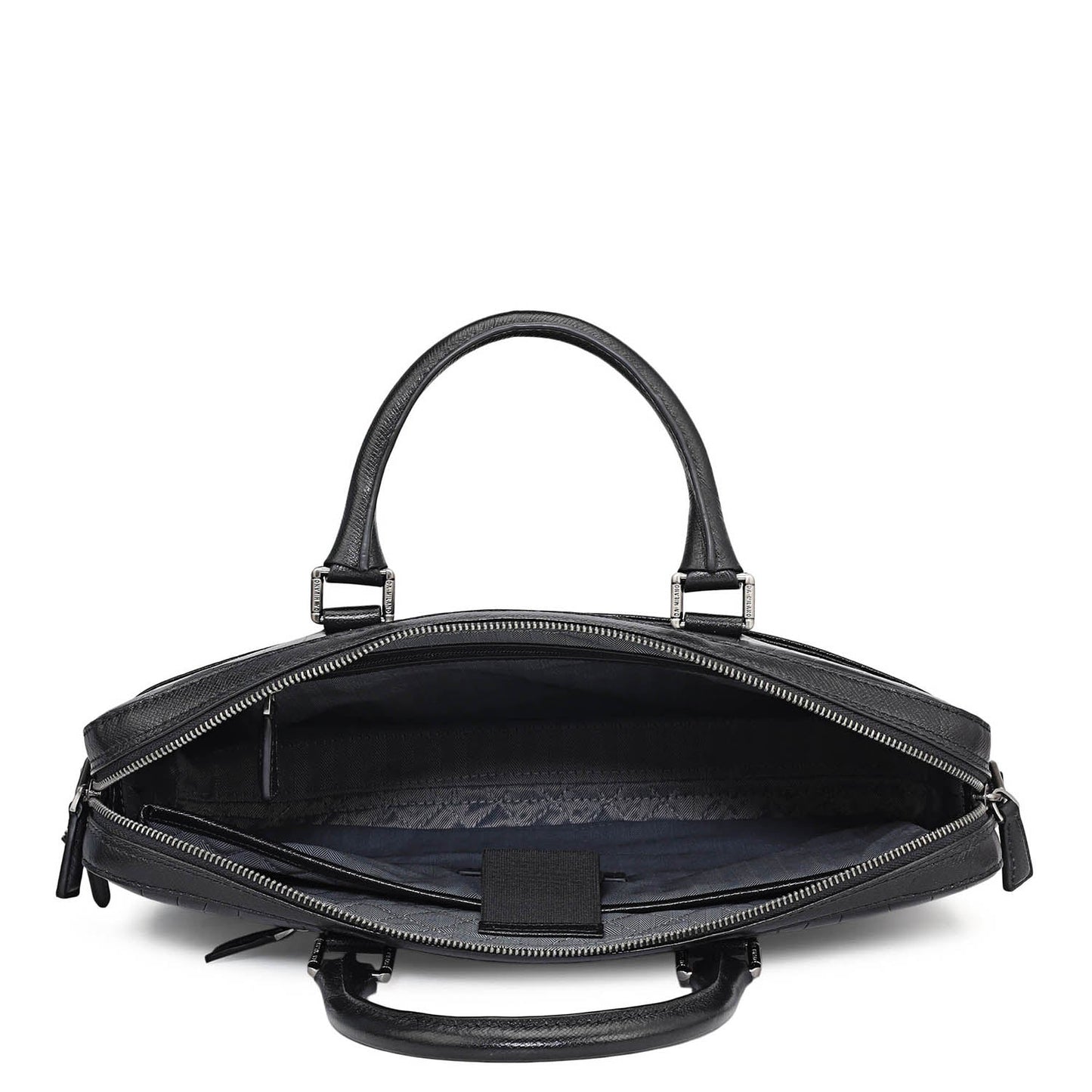 Croco Leather Laptop Bag - Black