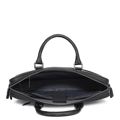Croco Leather Laptop Bag - Black