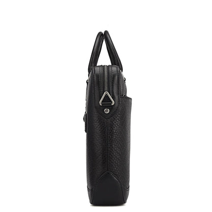 Mat Emboss Leather Laptop Bag - Black