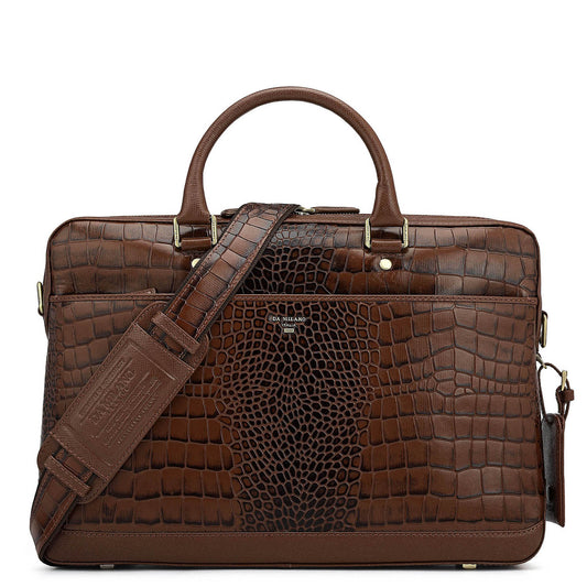 Croco Leather Laptop Bag - Date
