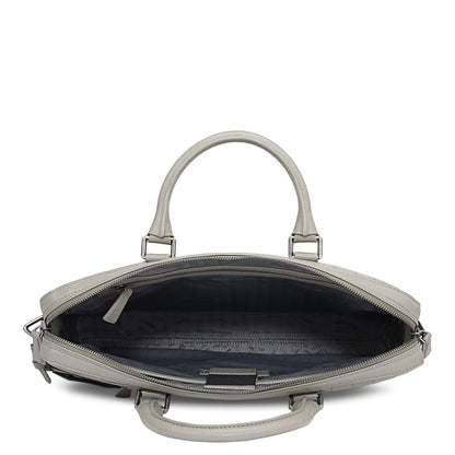 Croco Leather Laptop Bag - Stone Grey
