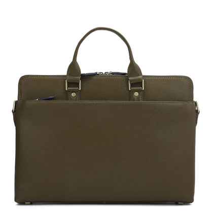 Franzy Leather Laptop Bag - Military Green
