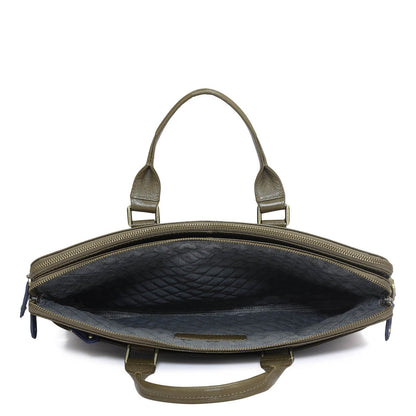 Franzy Leather Laptop Bag - Military Green