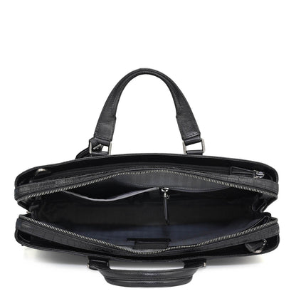 Croco Leather Laptop Bag - Black