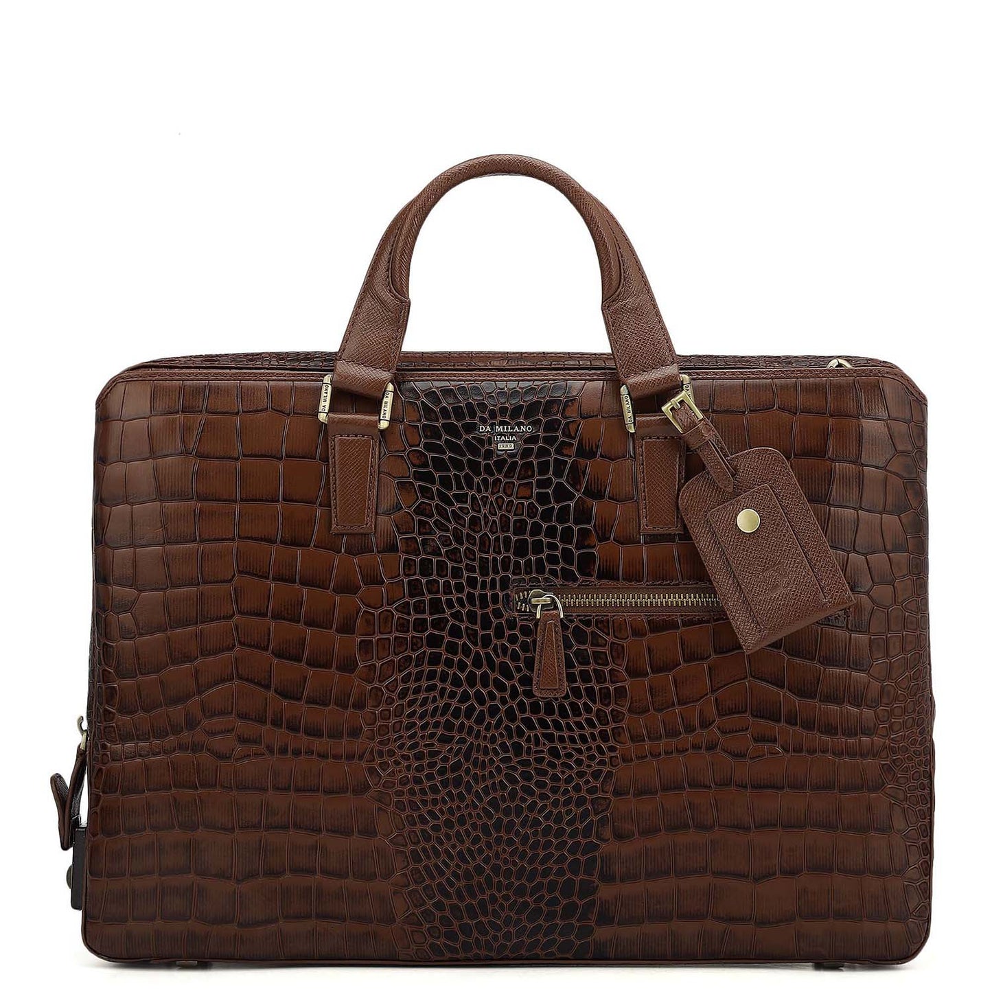 Croco Leather Laptop Bag - Date