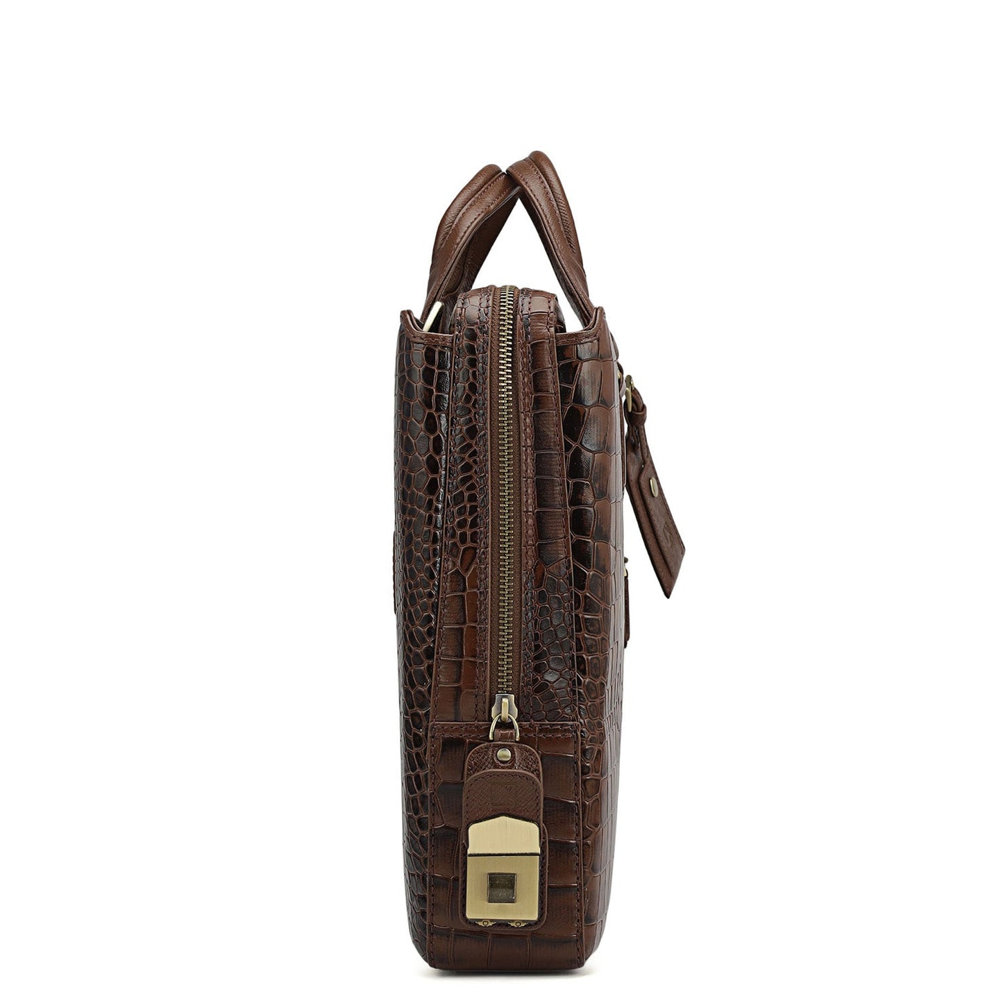 Croco Leather Laptop Bag - Date