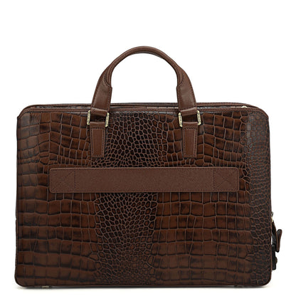Croco Leather Laptop Bag - Date