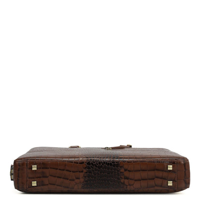 Croco Leather Laptop Bag - Date