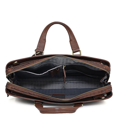 Croco Leather Laptop Bag - Date
