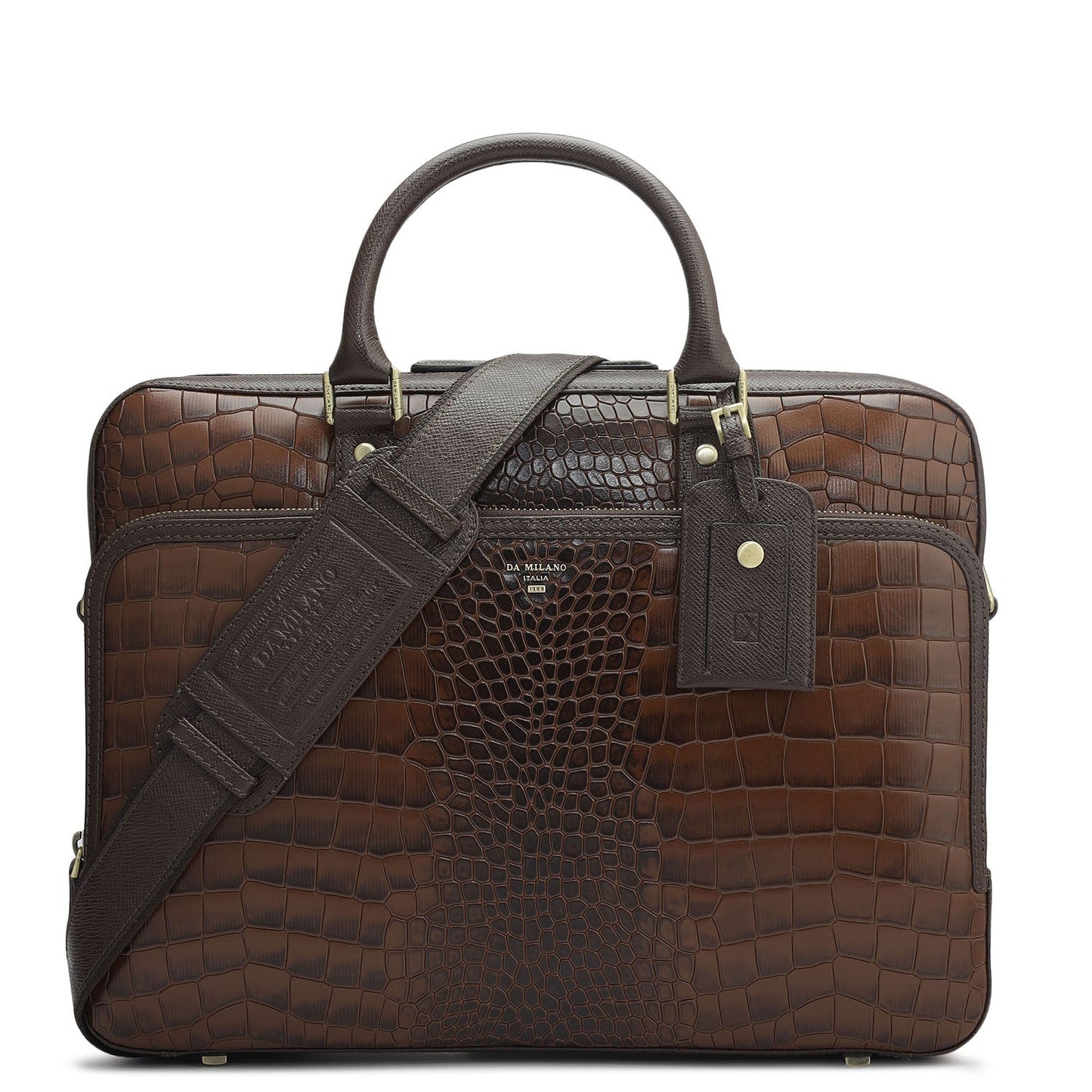Croco Leather Laptop Bag - Date