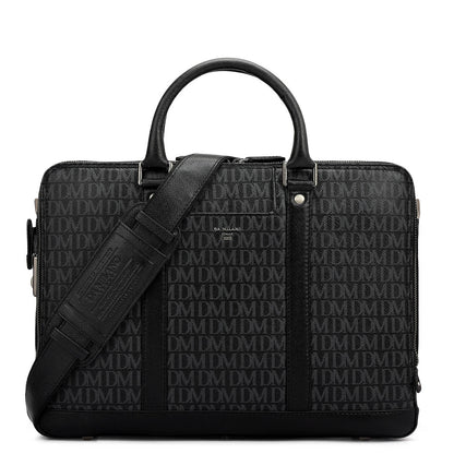 Monogram Franzy Leather Laptop Bag - Black