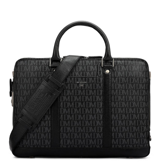 Monogram Franzy Leather Laptop Bag - Black
