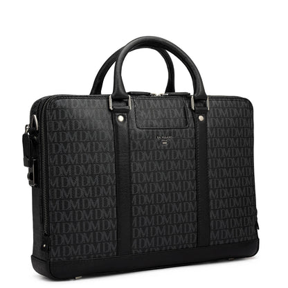 Monogram Franzy Leather Laptop Bag - Black