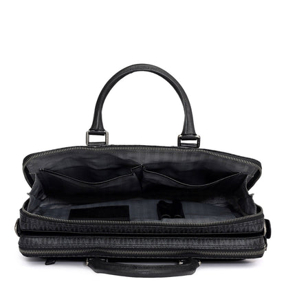 Monogram Franzy Leather Laptop Bag - Black