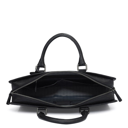Croco Franzy Leather Laptop Bag - Black