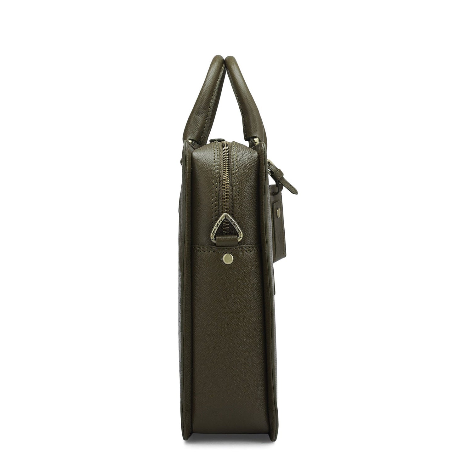 Croco Franzy Leather Laptop Bag - Military Green