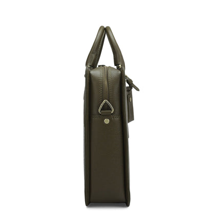 Croco Franzy Leather Laptop Bag - Military Green
