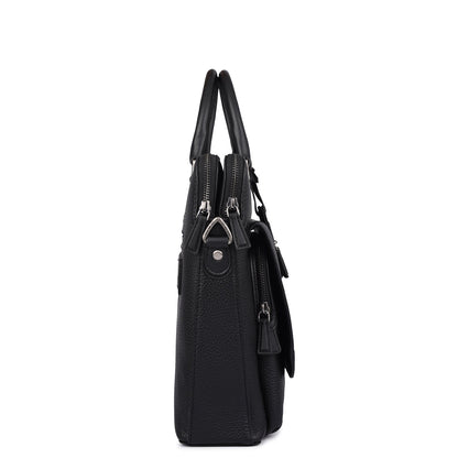 Wax Leather Laptop Bag - Black