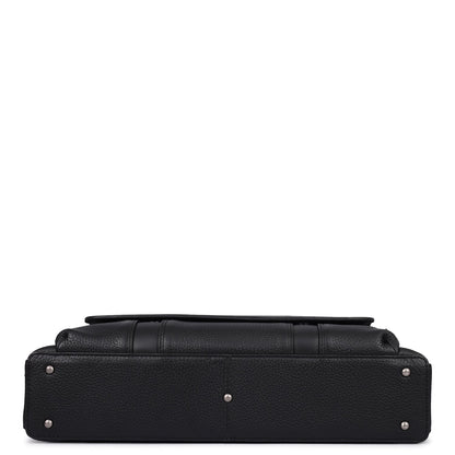Wax Leather Laptop Bag - Black