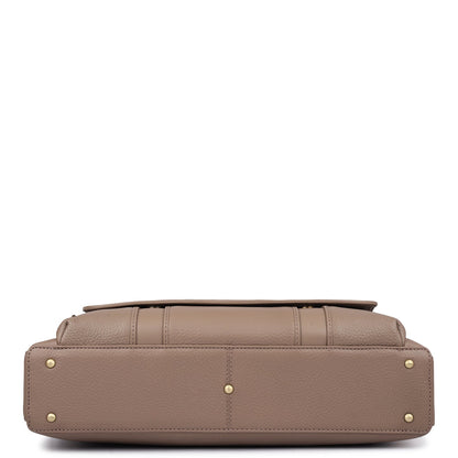 Wax Leather Laptop Bag - Greyish Taupe