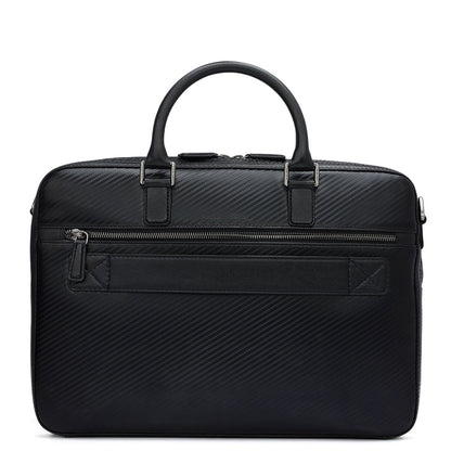 Italian Texture Print Laptop Bag - Black