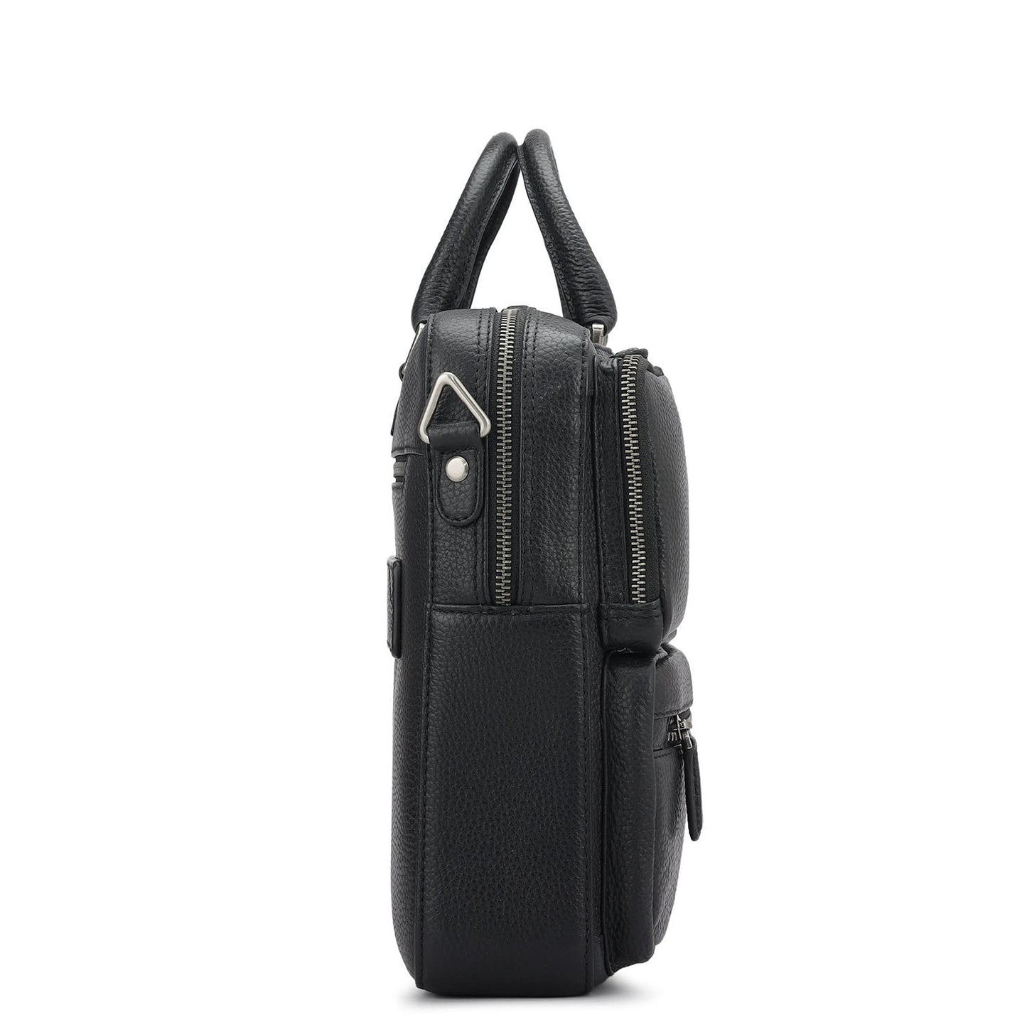 Wax Leather Laptop Bag - Black