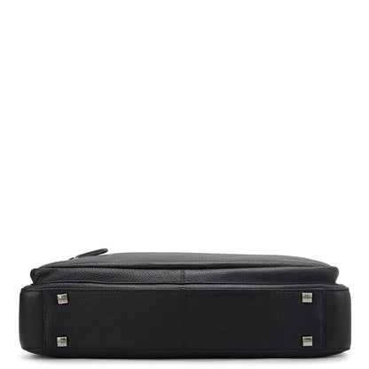 Wax Leather Laptop Bag - Black