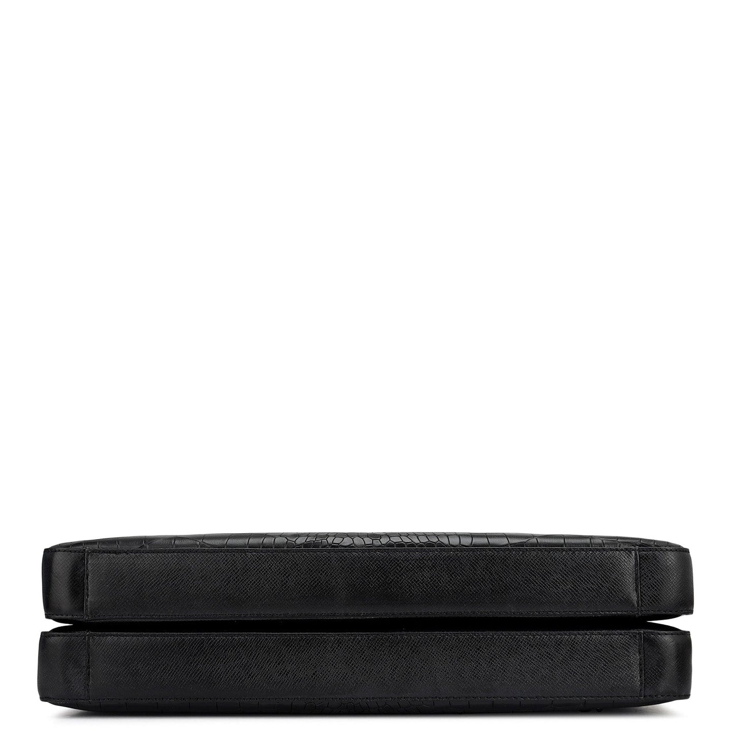 Croco Franzy Leather Laptop Bag - Black