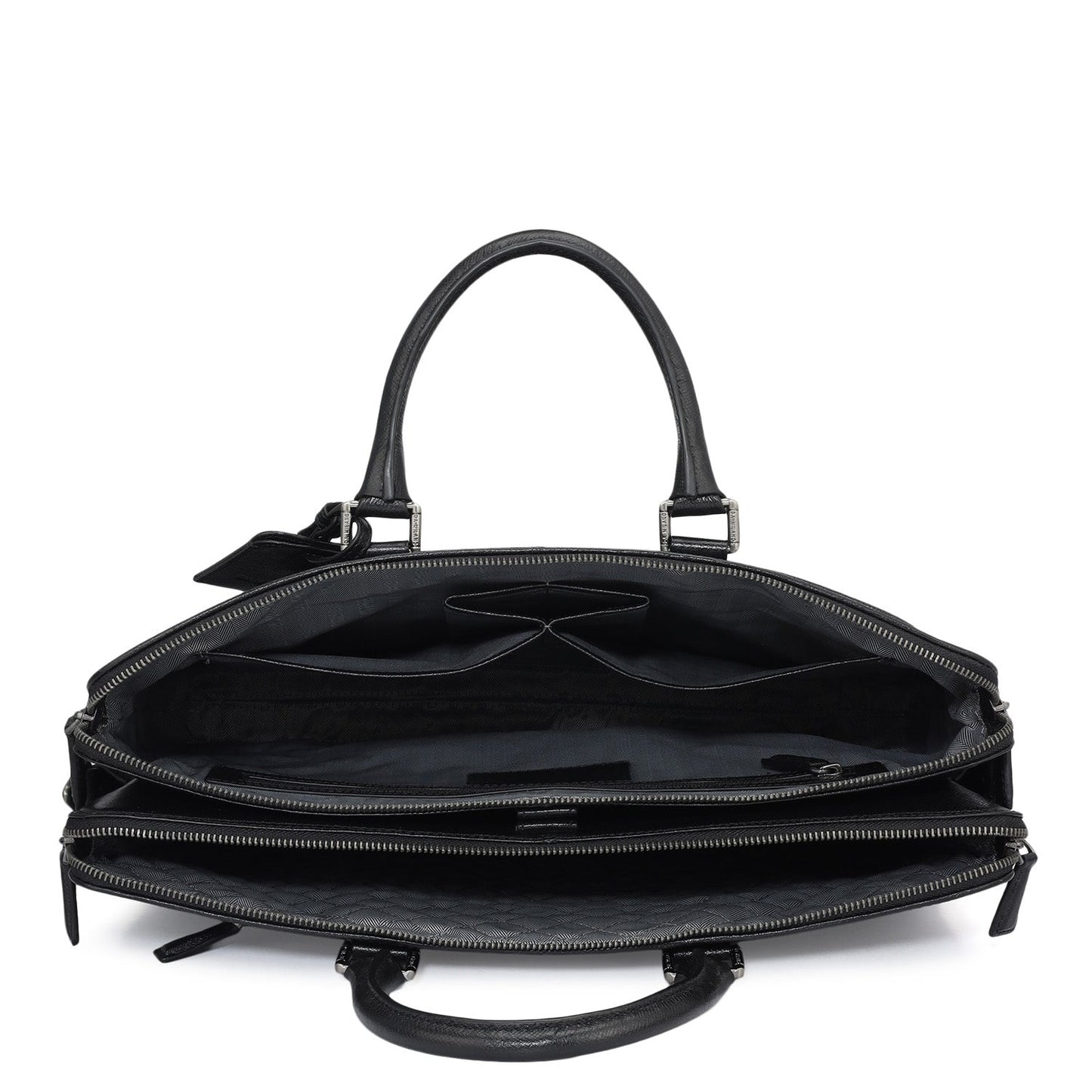 Croco Franzy Leather Laptop Bag - Black