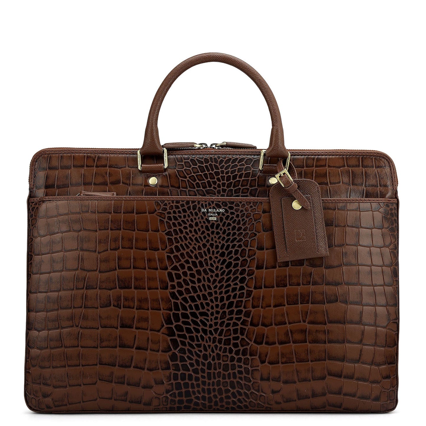 Croco Franzy Leather Laptop Bag - Date