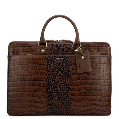 Croco Franzy Leather Laptop Bag - Date