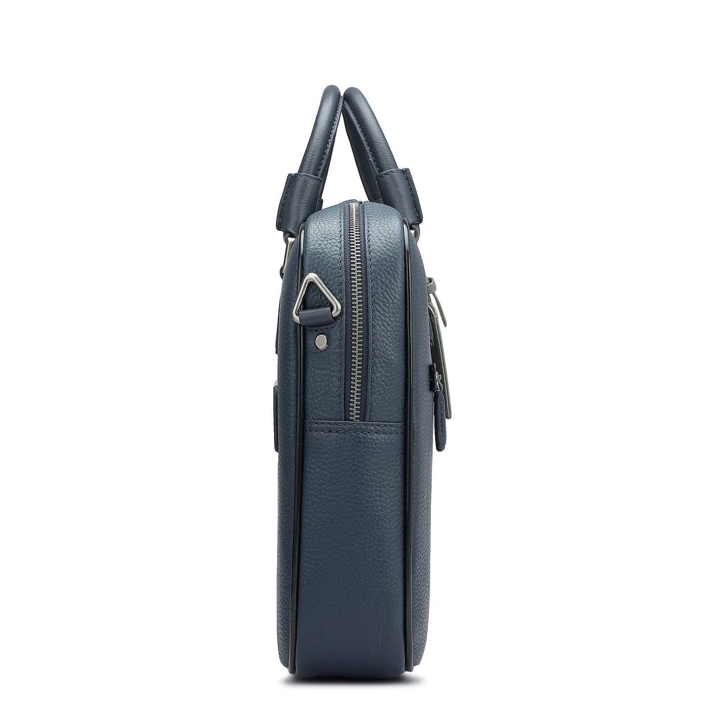 Wax Leather Laptop Bag - Navy
