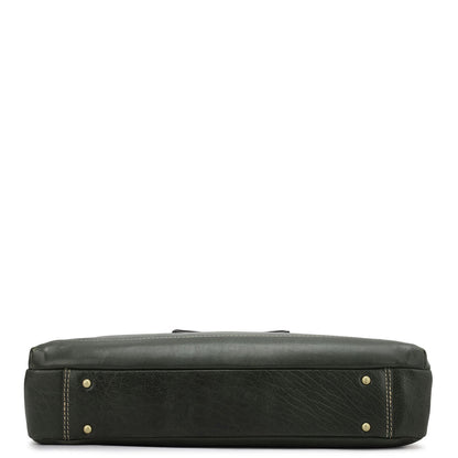 Elephant Pattern Leather Laptop Bag - Green